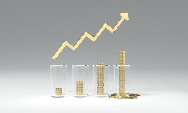 3D rendering image of saving money coins