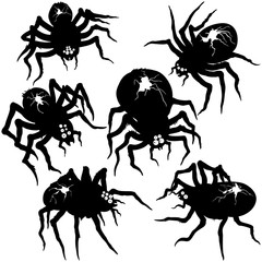 Spiders set/ Illustration cartoon spiders black and white set