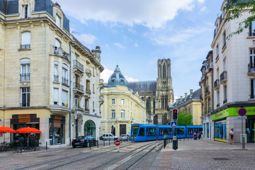 Tram on the streets of Reims