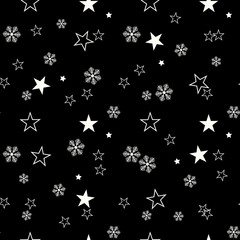 star seamless with snowflakes background for winter and christmas theme