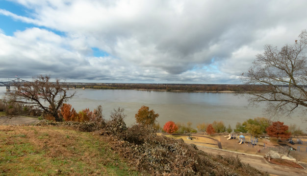 Mississippi river winter view