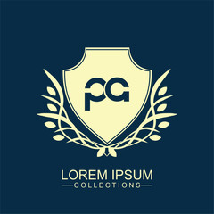 Vector of PA initial based letter icon logo. Unique modern creative elegant luxurious artistic blue and gold color