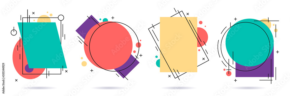 Wall mural abstract design shape frame. graphic layout frame, motion elements and modern shaped borders vector 
