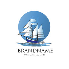 Hand drawn sketch of sailboat color vector isolated on white background