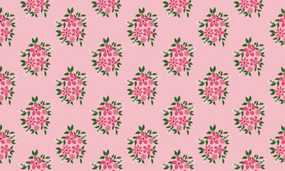 Beautiful floral border, isolated on bright pink background.
