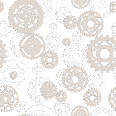 Seamless pattern with gears. Light background