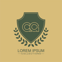 Letter AA Line Elegant logo with shield. Vintage vector font. Beautiful Logotype design for luxury company branding. Elegant identity design.