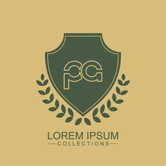Letter PA Line Elegant logo with shield. Vintage vector font. Beautiful Logotype design for luxury company branding. Elegant identity design.
