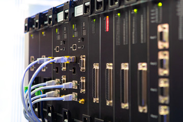 The cables in the connectors. Power source. Computer equipment. Uninterruptible power supply. Power...