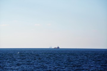 ship in the azure sea