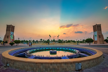 Beautiful Dramatic sunrise view in Dammam Park Saudi Arabia. City : Dammam, Country : Saudi Arabia-...