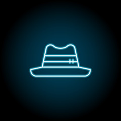 Hat blue neon icon. Simple thin line, outline vector of autumn icons for ui and ux, website or mobile application