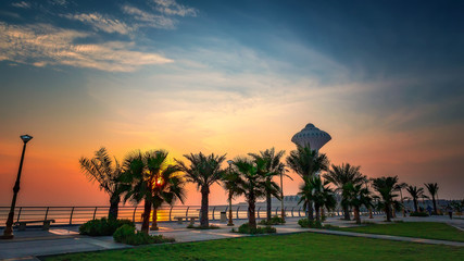 Beautiful sunrise view in Alkhobar sea side Saudi Arabia.