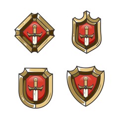 shield gaming mascot sword design vector bundle