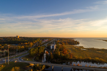 sunset over the city