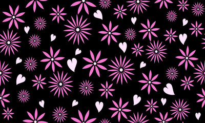 Floral card design, color magenta and soft pink, floral pattern sketch.