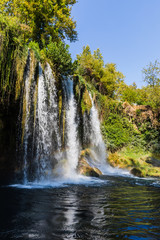 The upper Duden Waterfalls, a collection of small falls in a quiet municipal park in Antalya, Turkey.  © dadamira