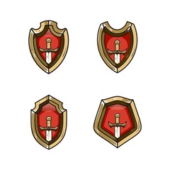 shield gaming mascot sword design vector bundle