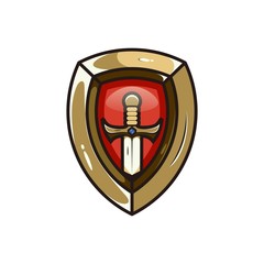shield gaming mascot sword design vector