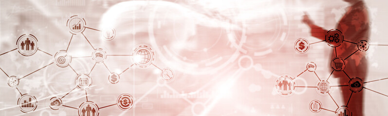 Abstract internet of thing technology automation smart industry website header concept.