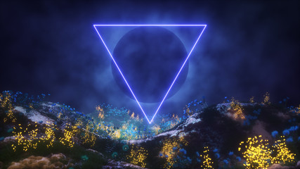 abstract field with glow flowers