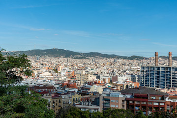 Scenic panoramic aerial Barcelona vista, Catalonia