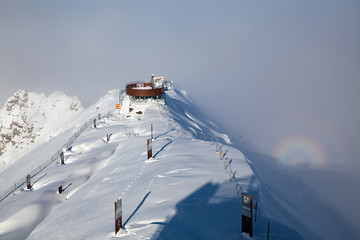 amazing snow covered peaks in the Swiss alps Jungfrau region from Schilthorn