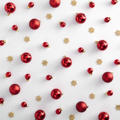 Red christmas ball and gold snowflake pattern