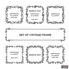 Scrolls and curls, elements for design. Set of vintage frames.