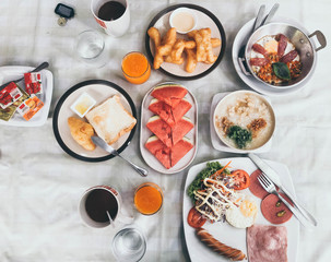 Breakfast set for hotel guests
