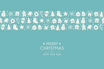 Beautiful Xmas pattern with wishes. Christmas greeting card. Vector
