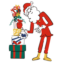 クリスマスプレゼントとサンタクロース　イラスト
