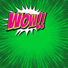 Comic speech bubble with expression text WOW.