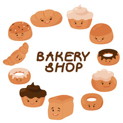 Obraz premium Set, collection of various bread.