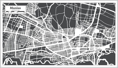 Manisa Turkey City Map in Retro Style. Outline Map.