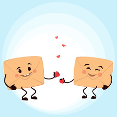 Vector illustration of an envelope and a red heart.