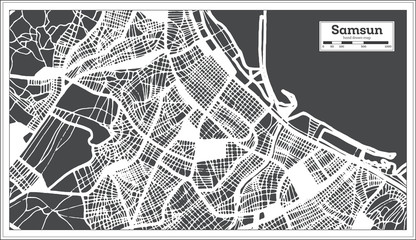 Samsun Turkey City Map in Retro Style. Outline Map.