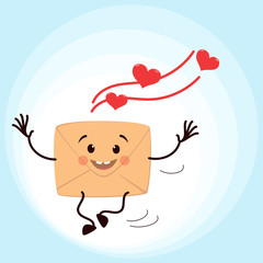 Vector illustration of an envelope and a red heart.