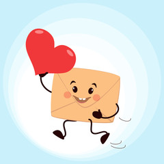 Vector illustration of an envelope and a red heart.