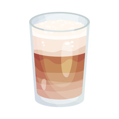 Full Glass of Coffee with Dairy Cream and Foam Vector Object