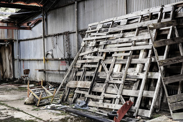 building and abandoned material 