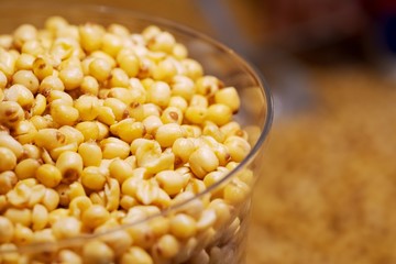 Close up pile of Dried Lotus Seeds in thai street food market