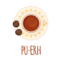 Pu-erh Tea Vector Illustration View From Above