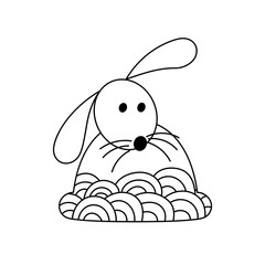 Cute hand drawn rabbit, coloring pages for adults and kids. Easter background with creative ornament.