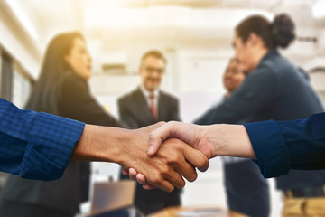 Close up people hands shake business  partnership success,Shake hand concept