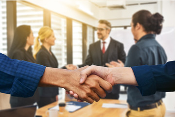 Close up people hands shake business  partnership success,Shake hand concept
