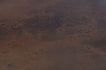 Irregular texture of sand desert relief, aerial view