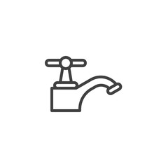 Water tap line icon. linear style sign for mobile concept and web design. Water faucet outline vector icon. Plumbing symbol, logo illustration. Vector graphics