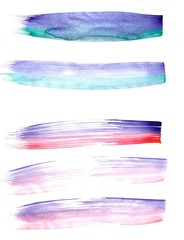 Abstract colorful brushstrokes as background with flowing lines drawn by watercolor paints. Great basic of print, badge, party 