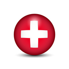 Flag of Switzerland in the form of a ball isolated on white background.